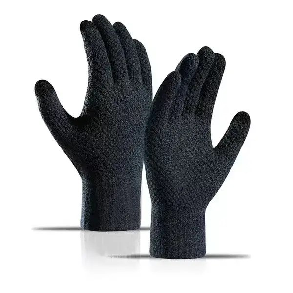 Men's Cross-Border Velvet Winter Gloves Split Finger Touch Screen Warm Pineapple Pattern - Image 4