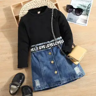 Girls Denim Shorts Top Set Blue Casual Summer Wear — feature 23