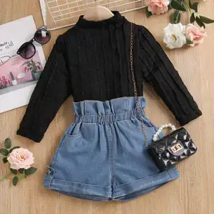 Girls Denim Shorts Top Set Blue Casual Summer Wear — feature 24