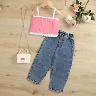 Girls Denim Shorts Top Set Blue Casual Summer Wear — feature 27