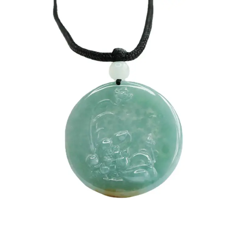 Guan Yu Jade Pendant Blue Water Blossom Natural Grade - Image 6