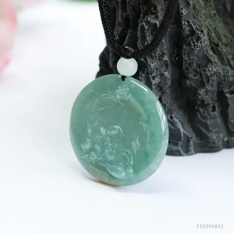 Guan Yu Jade Pendant Blue Water Blossom Natural Grade — feature 7