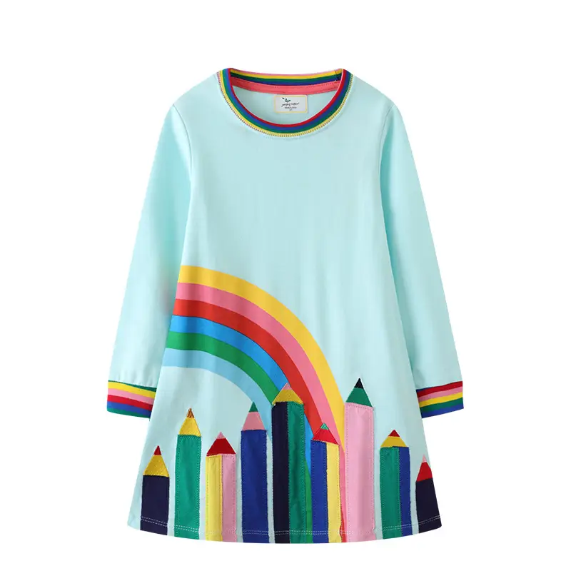 Kids Rainbow T-Shirt Light Blue Long Sleeve