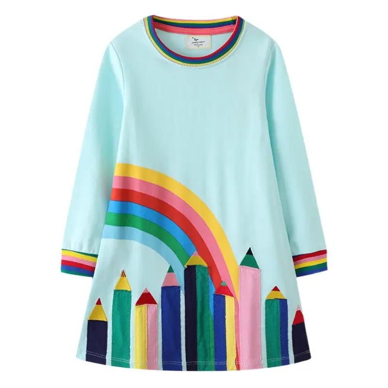 Kids Rainbow T-Shirt Light Blue Long Sleeve