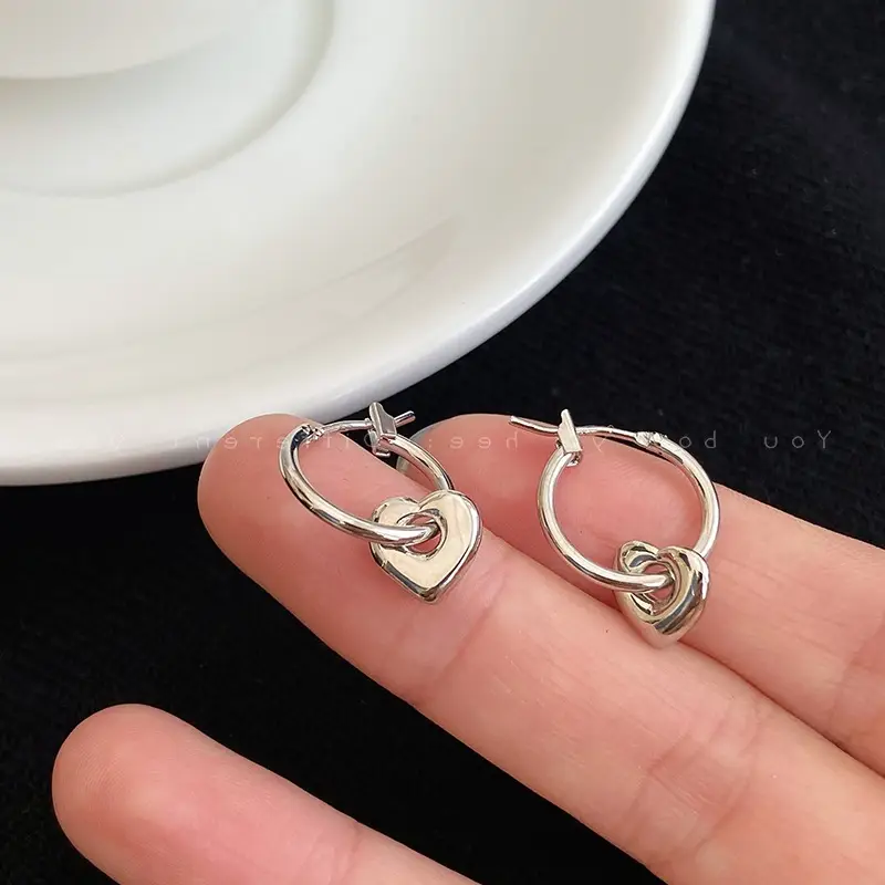S925 Silver Hollow Heart Earrings for Women - Image 3