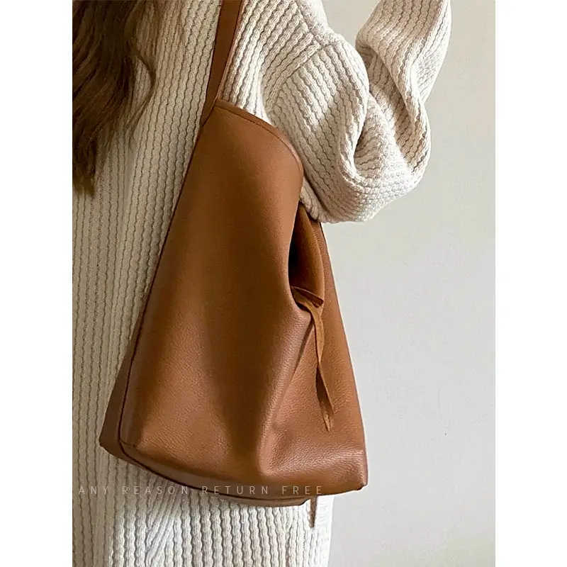 Women Large Capacity Brown Leather Bag 2024 - Image 3