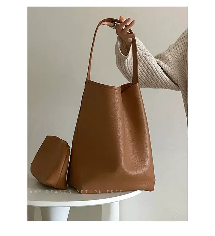 Women Large Capacity Brown Leather Bag 2024 — feature 3
