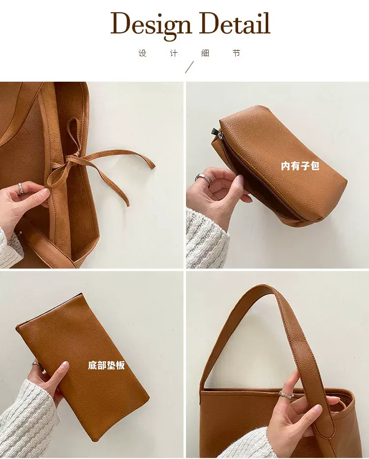 Women Large Capacity Brown Leather Bag 2024 — feature 4