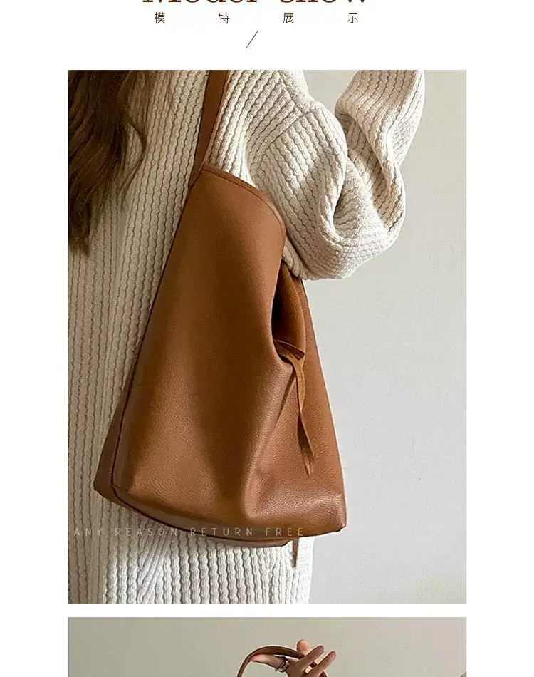 Women Large Capacity Brown Leather Bag 2024 — feature 6