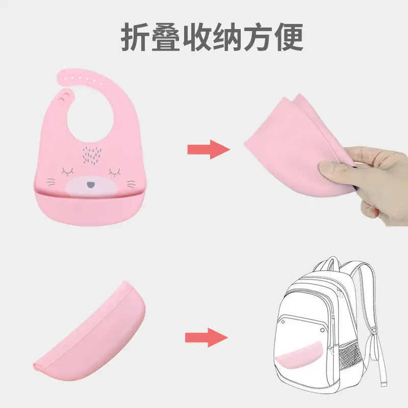 Pink Silicone Baby Bib for Waterproof Belly Protection - Image 7