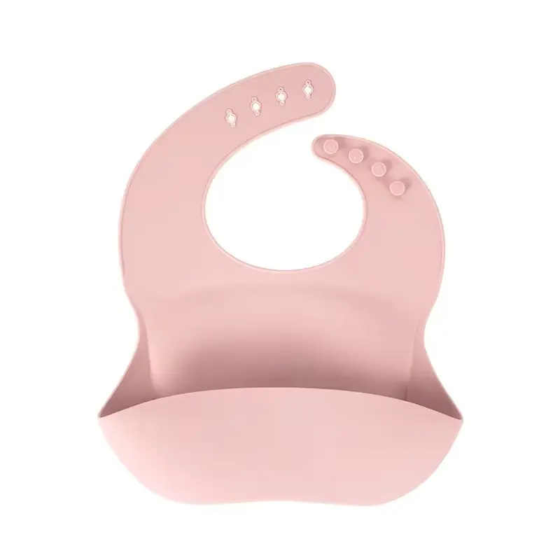 Pink Silicone Baby Bib for Waterproof Belly Protection - Image 3