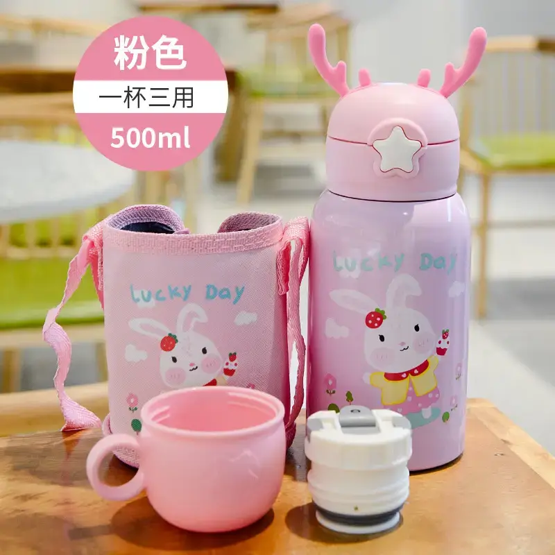 Cartoon Straw Cup for Girls Women 304 Stainless Steel Portable - Image 2
