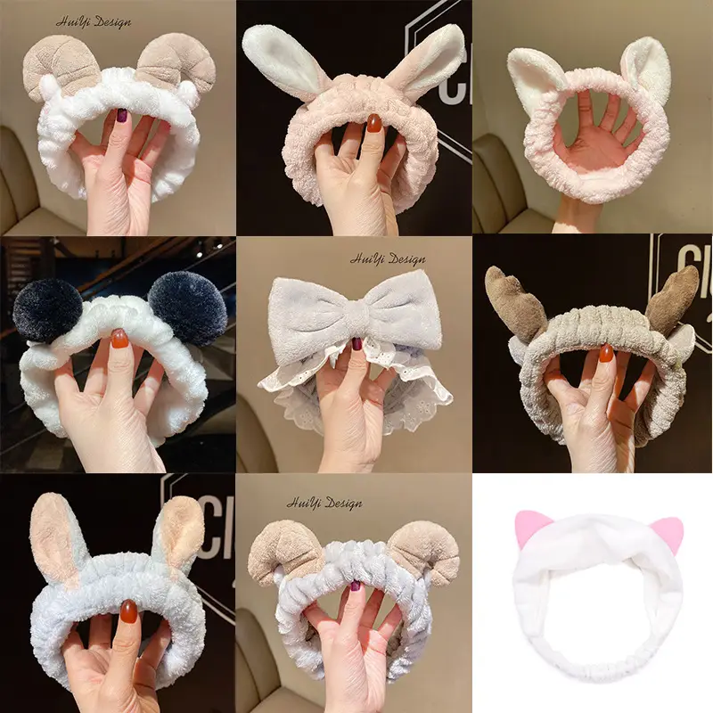 White Plush Hair Band with Lace Bow for Girls