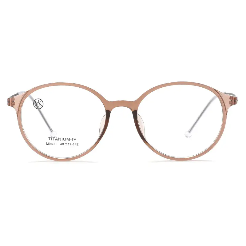 Titanium Round Glasses for Women Brown Myopia Wholesale - Image 8