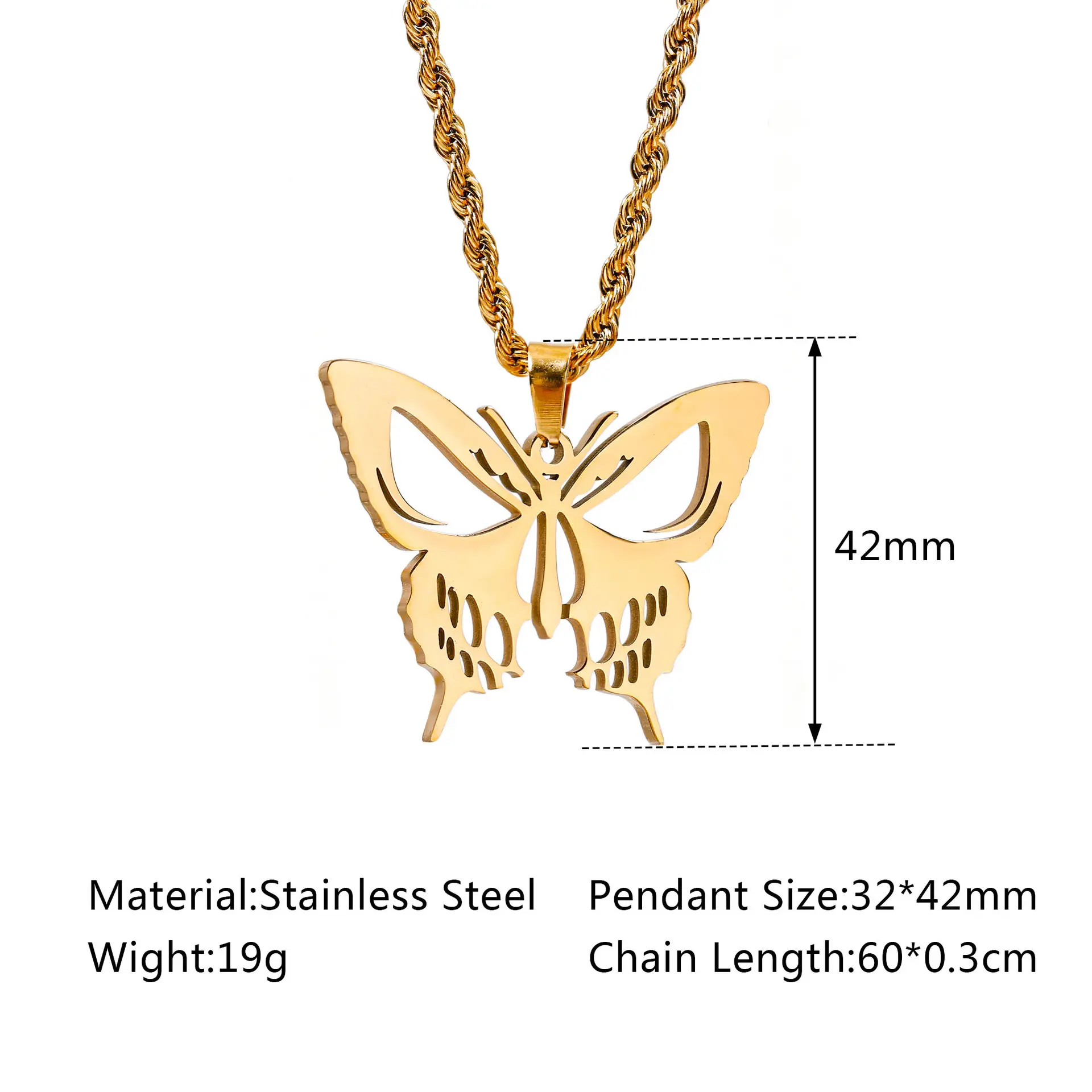Gold Butterfly Skull Necklace for Girls