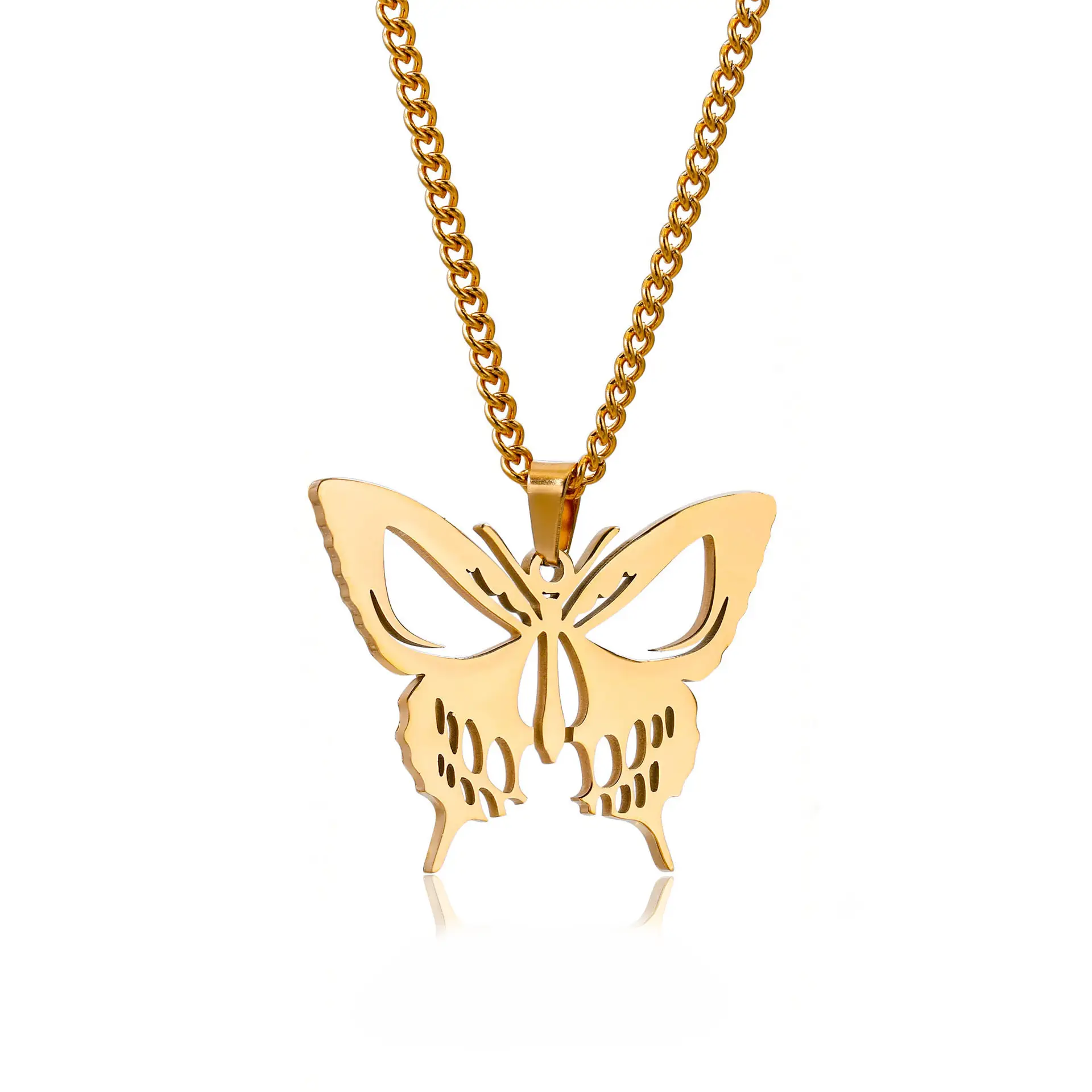 Gold Butterfly Skull Necklace for Girls