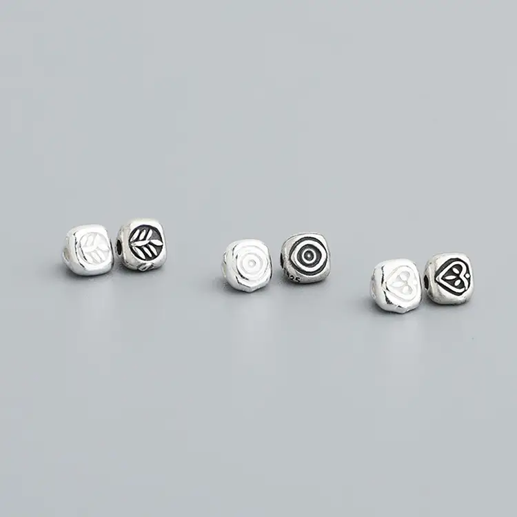 S925 Sterling Silver Peach Heart Leaf Triangle Beads - Image 2