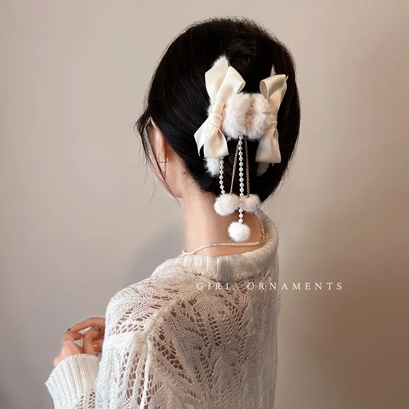 Pearl Tassel Hair Clip for Women Large Back of Head Cheongsam - Image 4