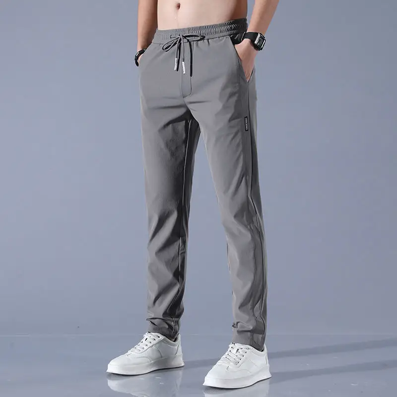 Men Fleece Lined Straight Leg Pants Grey Large - Image 25
