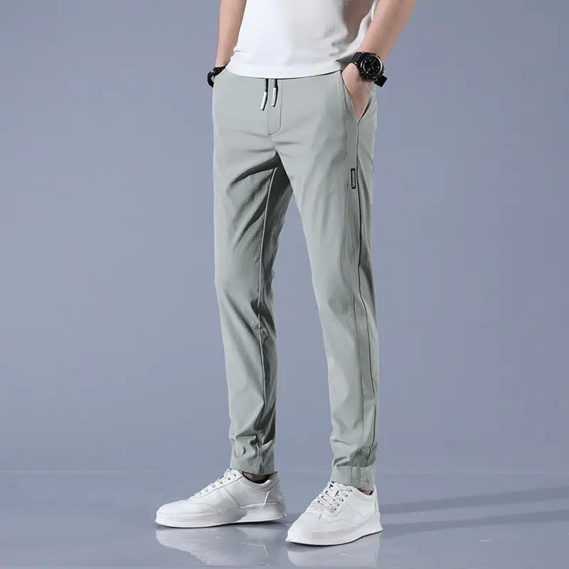 Men Fleece Lined Straight Leg Pants Grey Large - Image 32