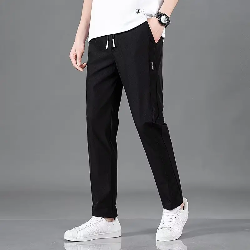 Men Fleece Lined Straight Leg Pants Grey Large - Image 33