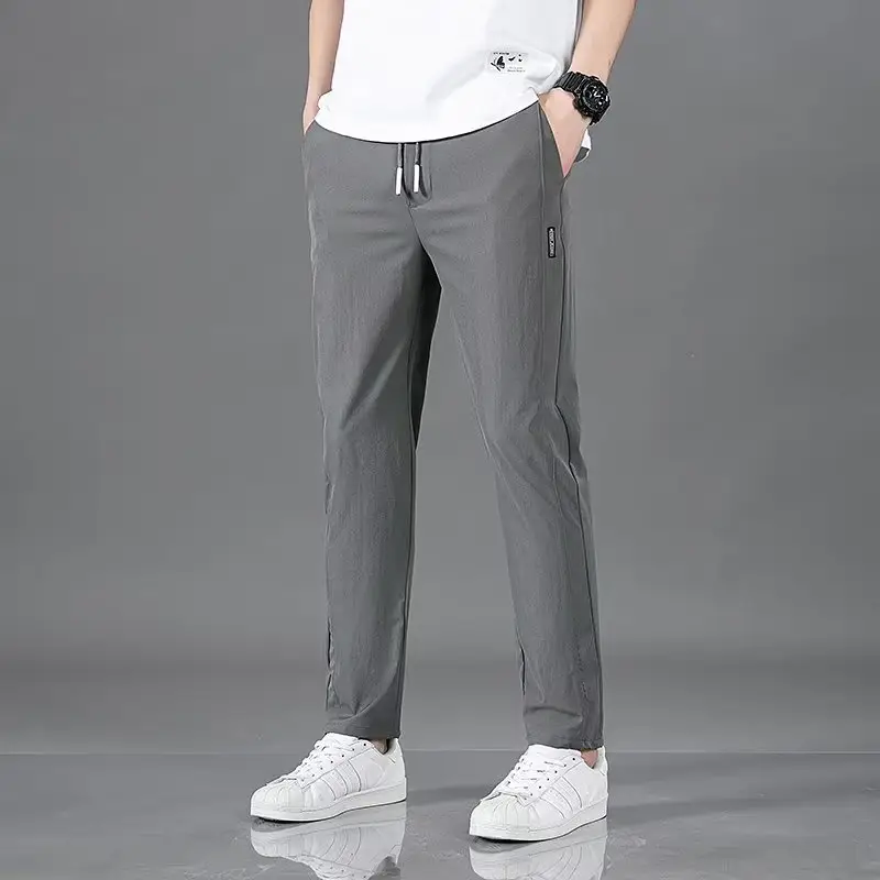 Men Fleece Lined Straight Leg Pants Grey Large - Image 34