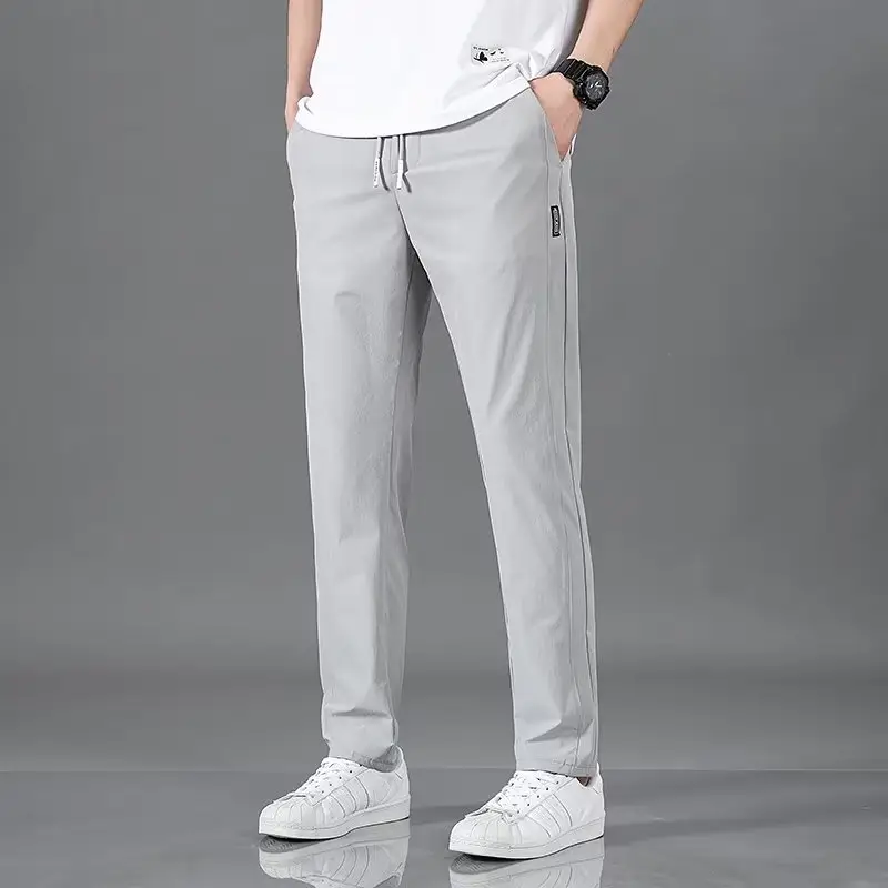 Men Fleece Lined Straight Leg Pants Grey Large - Image 35