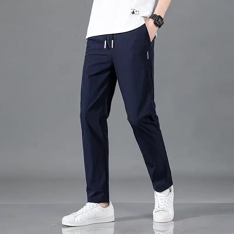 Men Fleece Lined Straight Leg Pants Grey Large - Image 36
