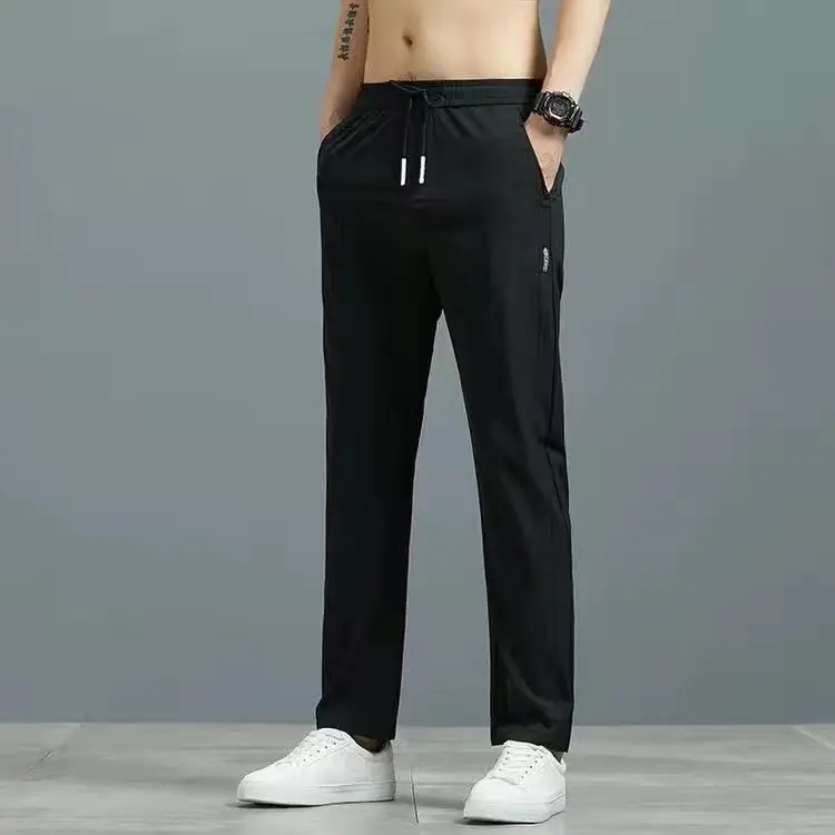 Men Fleece Lined Straight Leg Pants Grey Large - Image 37