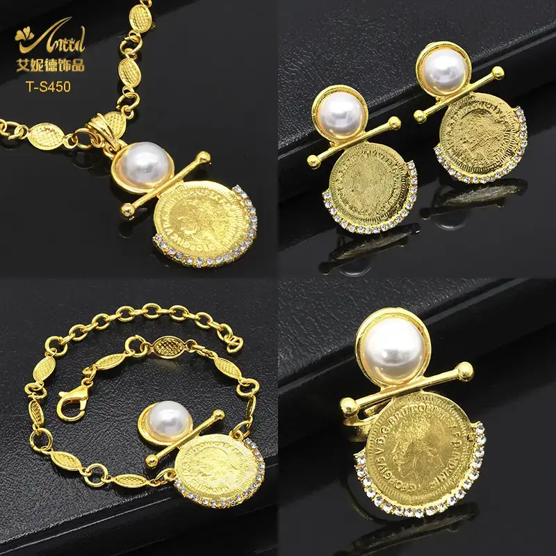 Gold Pearl Pendant Set for Women Wedding Jewelry - Image 5
