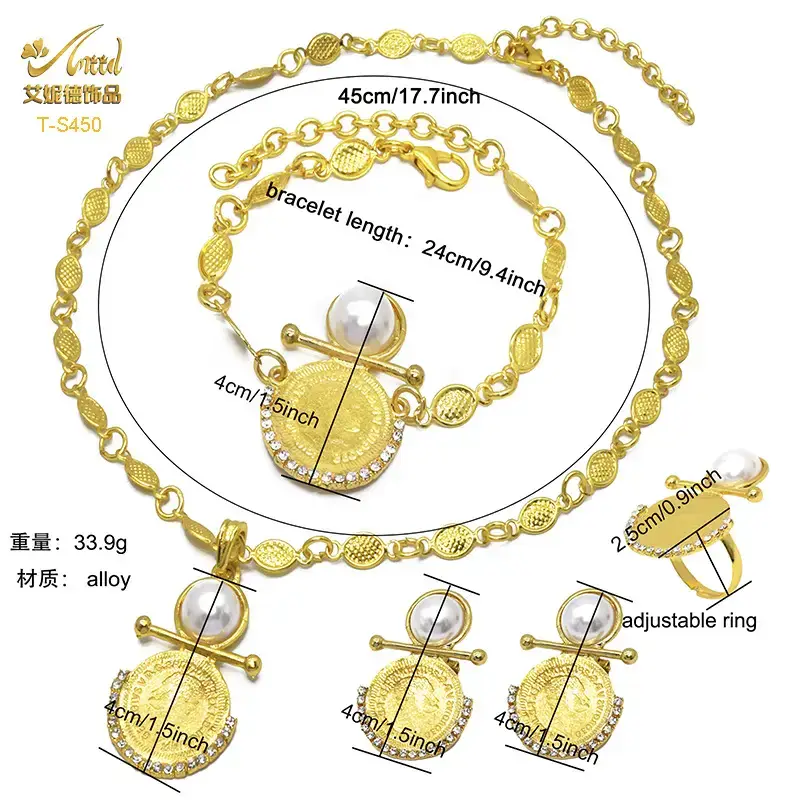 Gold Pearl Pendant Set for Women Wedding Jewelry - Image 6