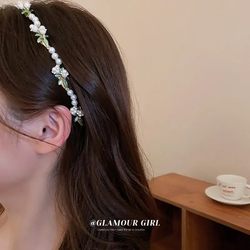 Pearl Leaf Lily Headband for Girls - Image 3