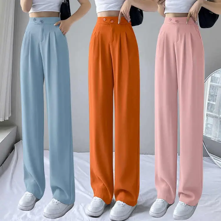 Women's 2025 Ice Silk Wide Leg Pants Black Top - Image 10