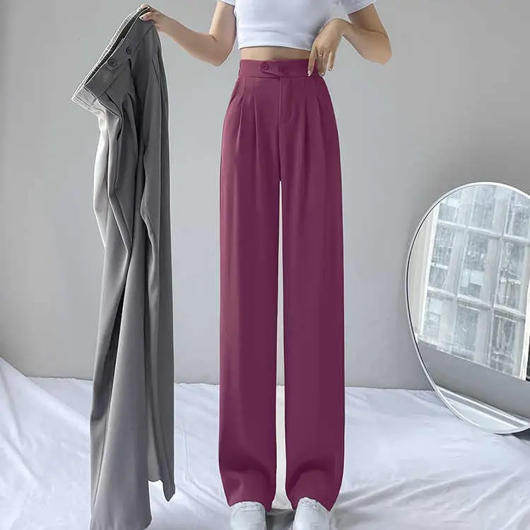 Women's 2025 Ice Silk Wide Leg Pants Black Top - Image 11