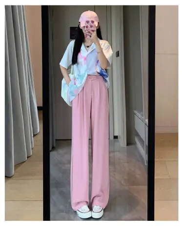 Women's 2025 Ice Silk Wide Leg Pants Black Top - Image 5
