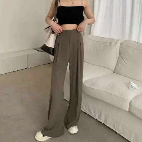 Women's 2025 Ice Silk Wide Leg Pants Black Top - Image 7