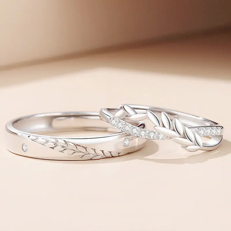 Couple Ring Sweet Towards Happiness Diamond Wheat Spike Mori Niche - Image 3