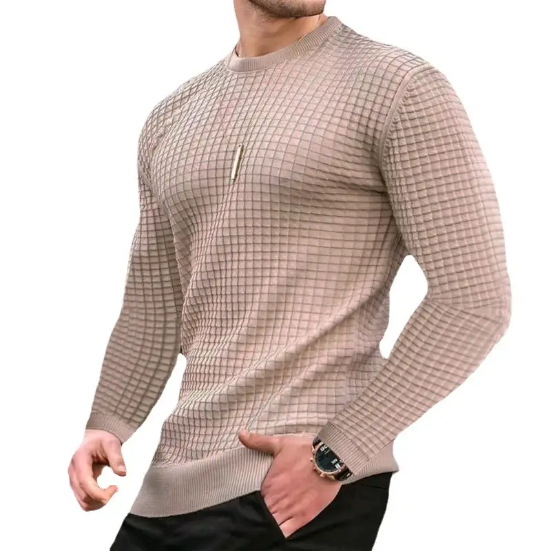 Men Knitted Crewneck Pullover Olive Green Long Sleeve - Image 10