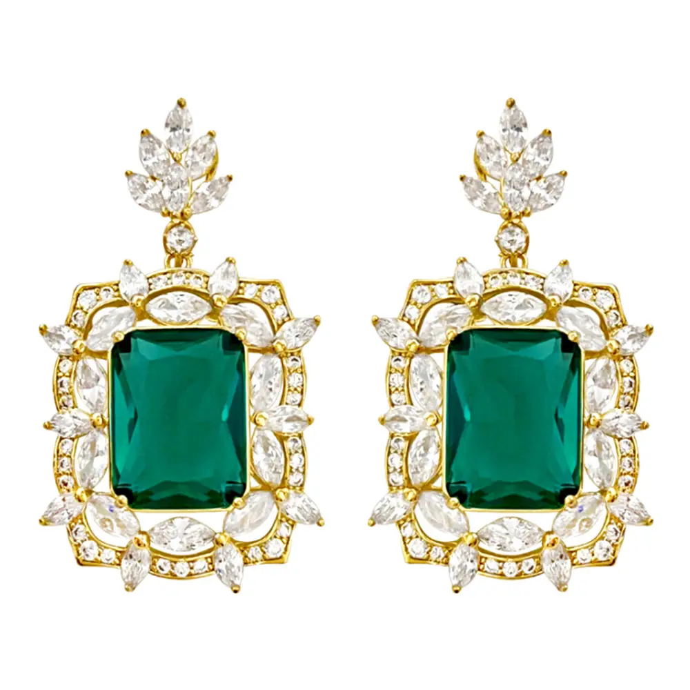 High-Grade Green Zircon French Retro Earrings for Weddings & Banquets — feature 4