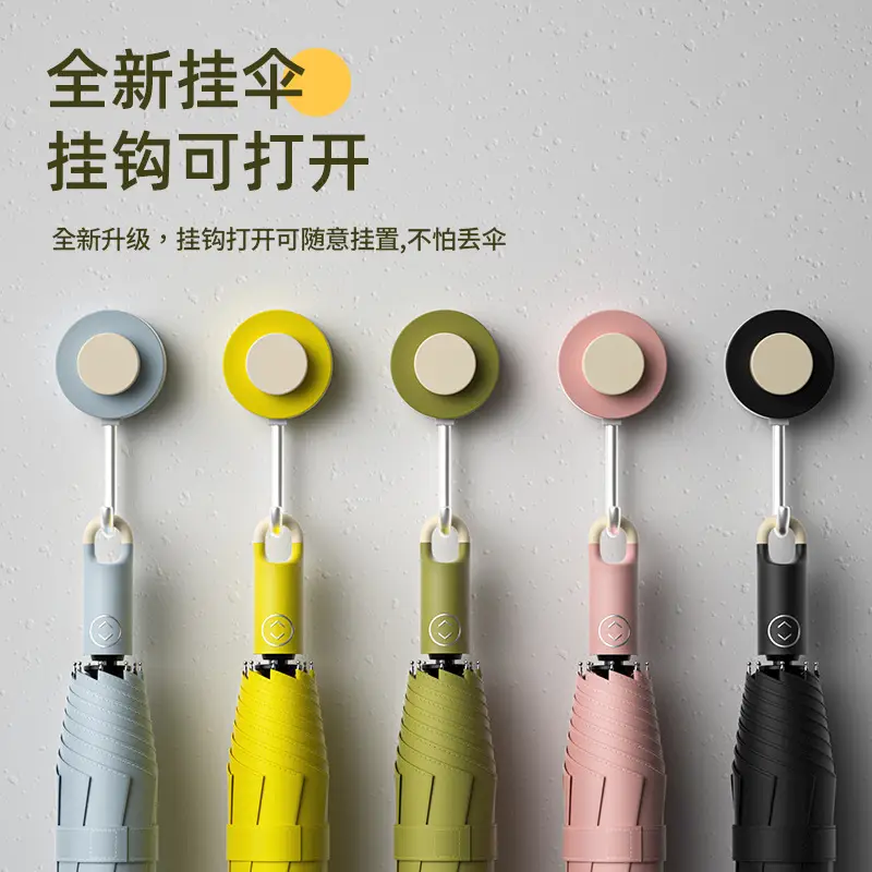 Black Folding Umbrella with Automatic Lock & UV Protection - Image 8