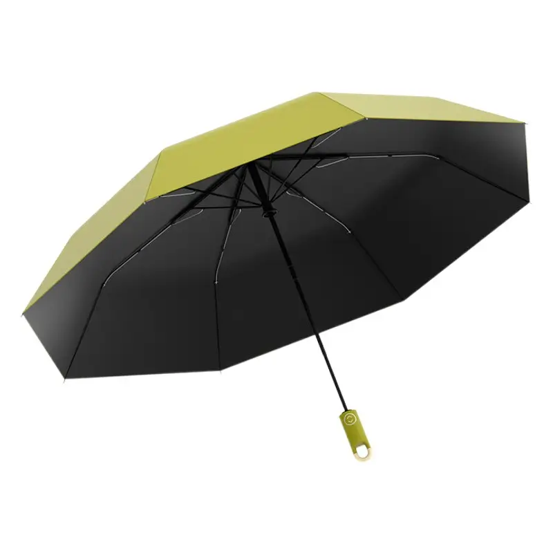 Black Folding Umbrella with Automatic Lock & UV Protection