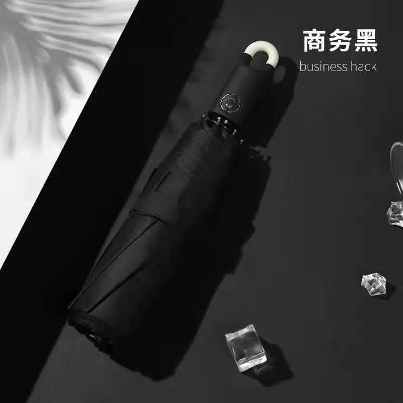 Black Folding Umbrella with Automatic Lock & UV Protection - Image 5