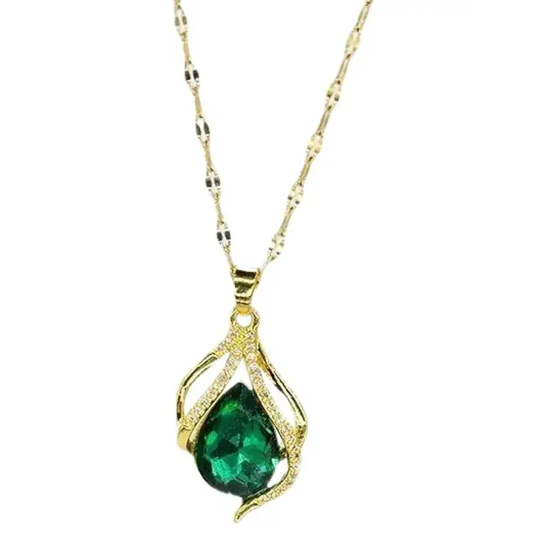 Water Drop Necklace with Gold Plated Clavicle Chain