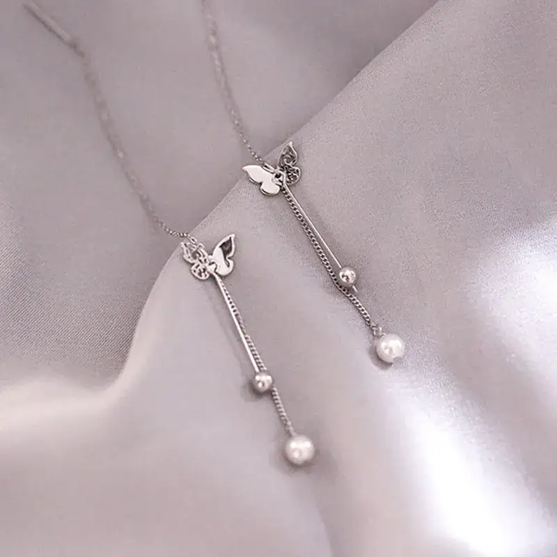 925 Sterling Silver Butterfly Pearl Earrings for Girls