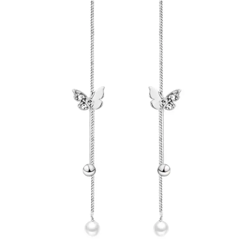 925 Sterling Silver Butterfly Pearl Earrings for Girls