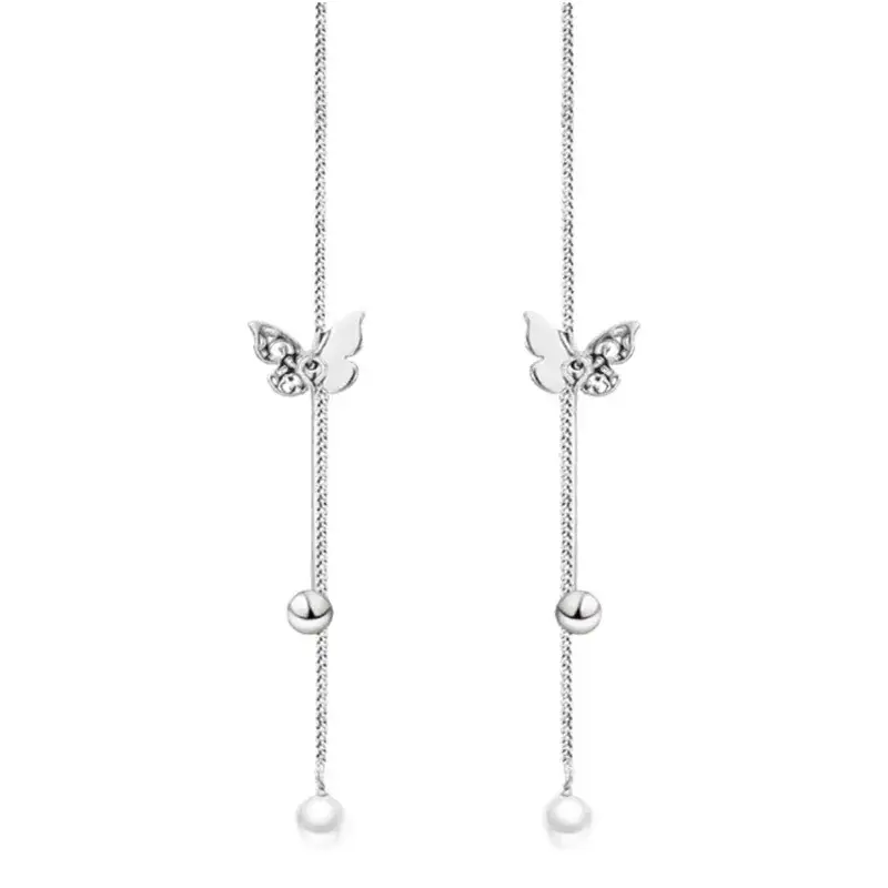 925 Sterling Silver Butterfly Pearl Earrings for Girls