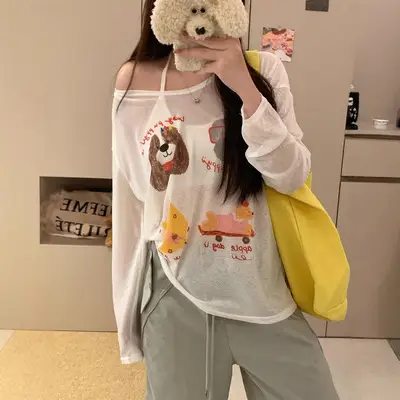 Women's Grey Split Crewneck Long Sleeve Top — feature 21