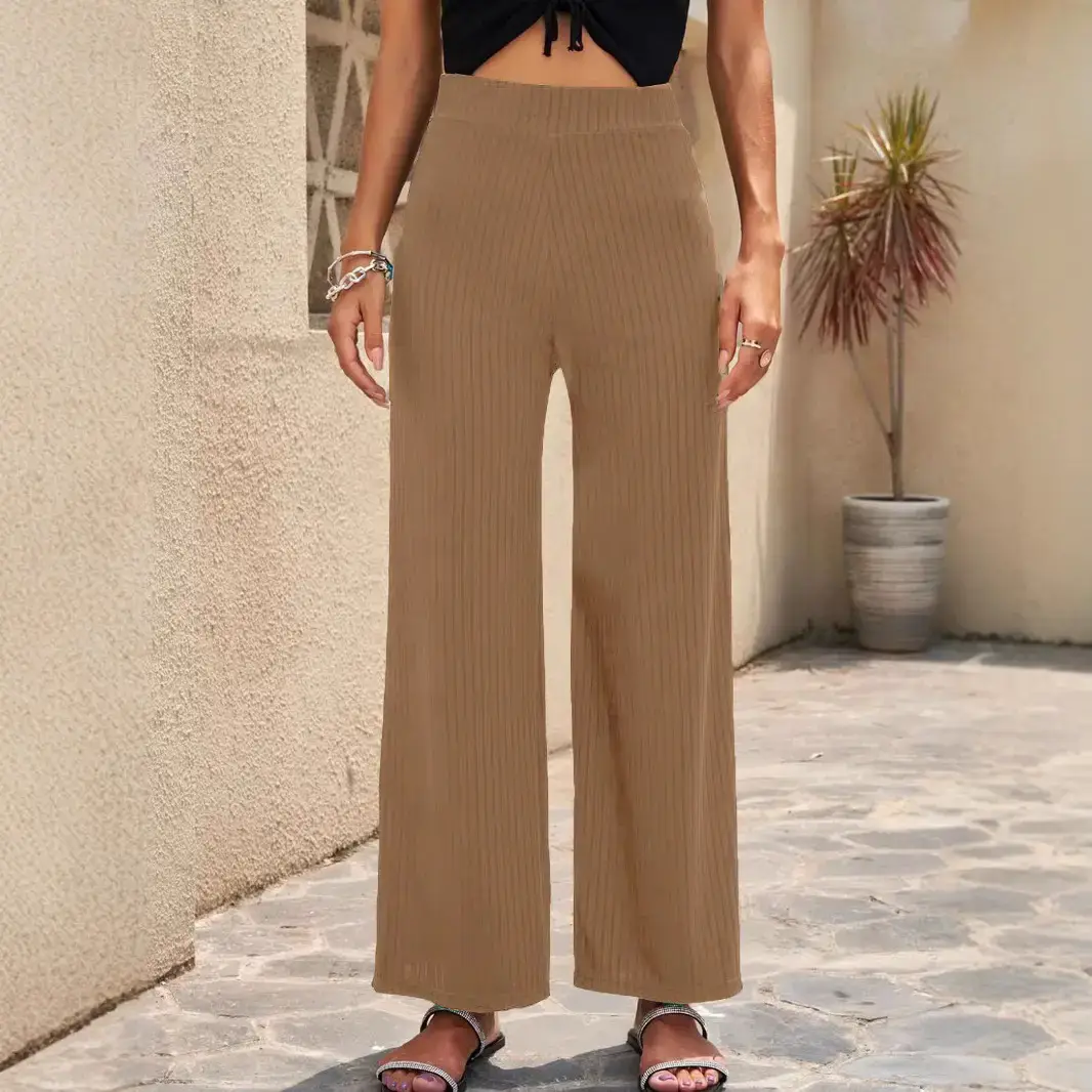 Black Wide-Leg Pants for Women Casual Outdoor Wear