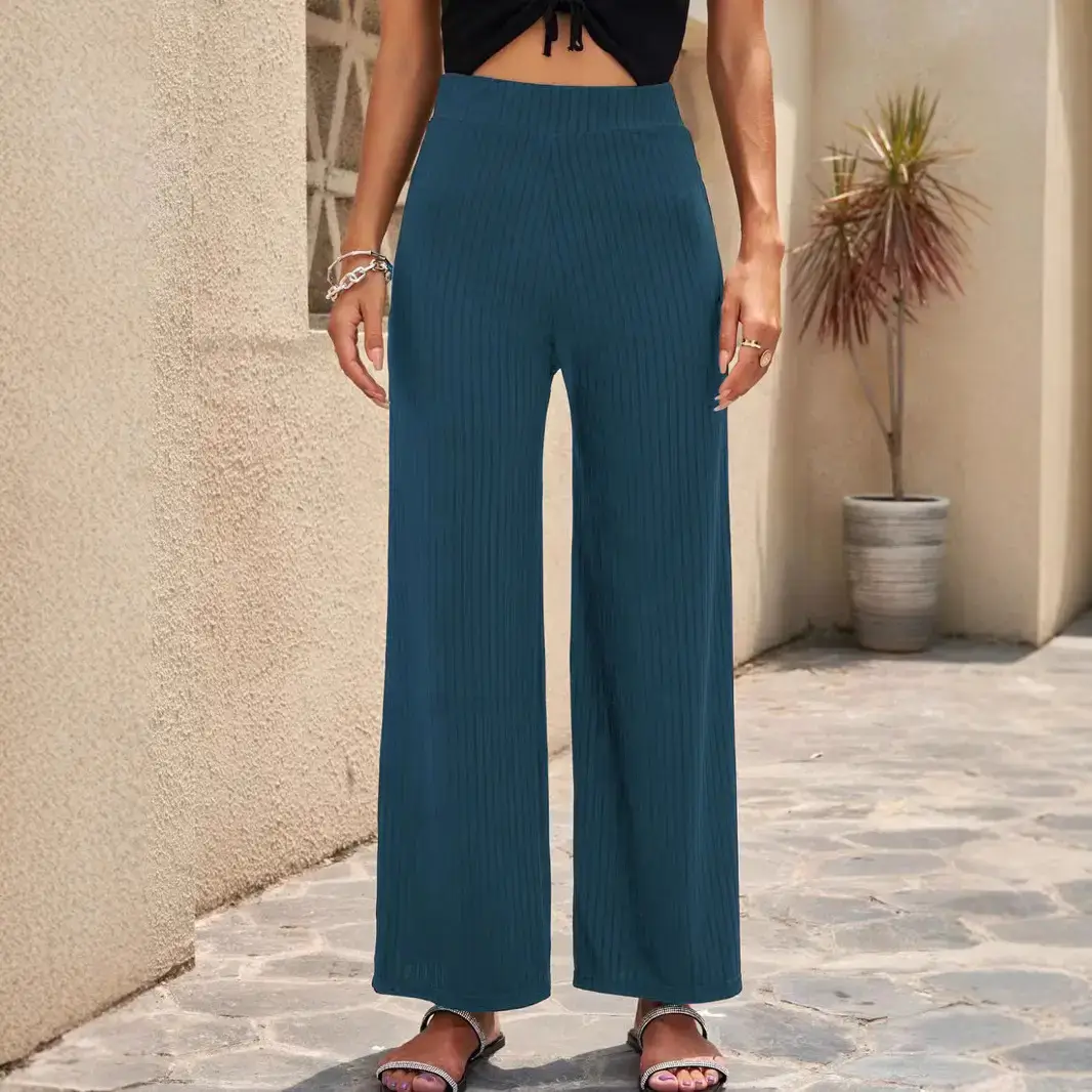 Black Wide-Leg Pants for Women Casual Outdoor Wear