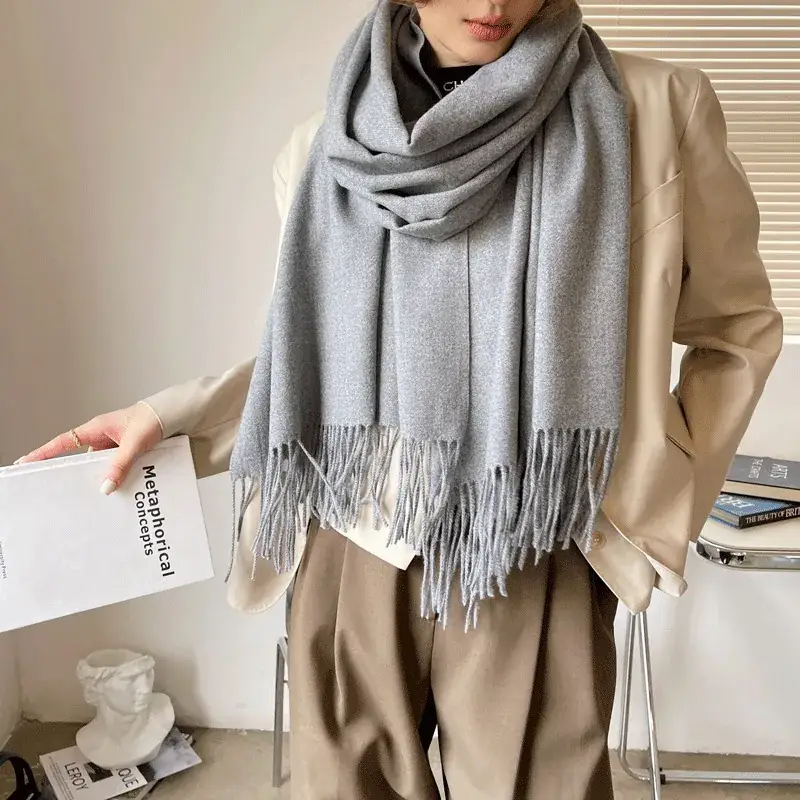 Orange Fringed Cashmere Shawl Extra Large - Image 19
